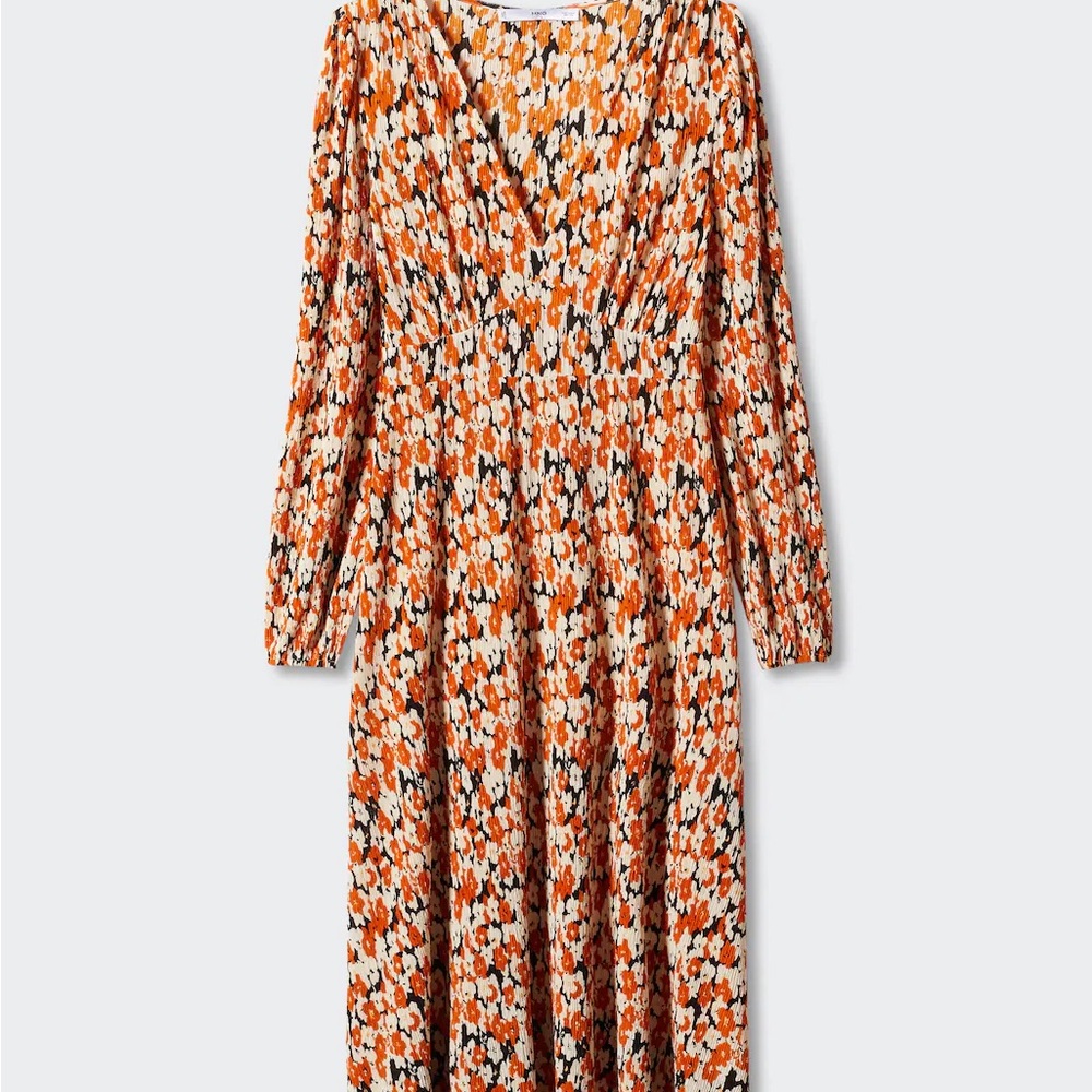 Mango Orange Smocked Wrap Sundress